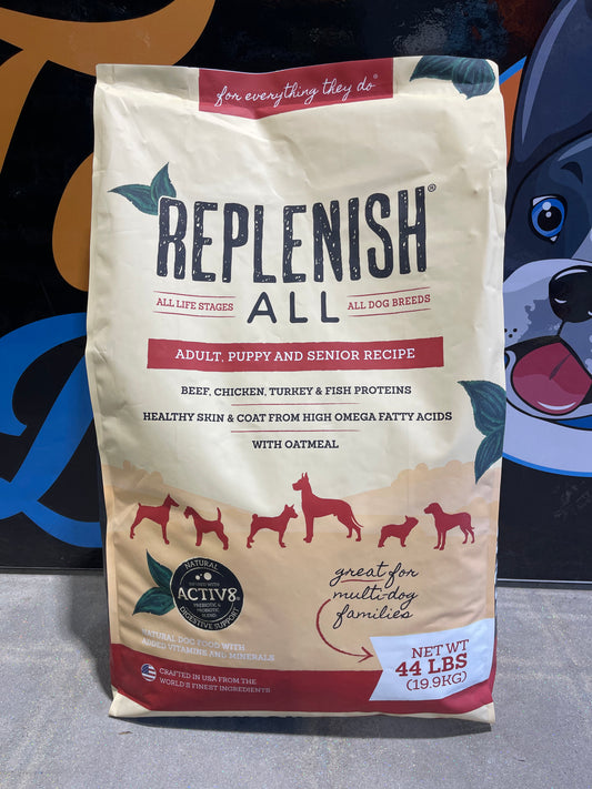 Replenish All Puppy & Senior Recipe Dog Food 44lbs