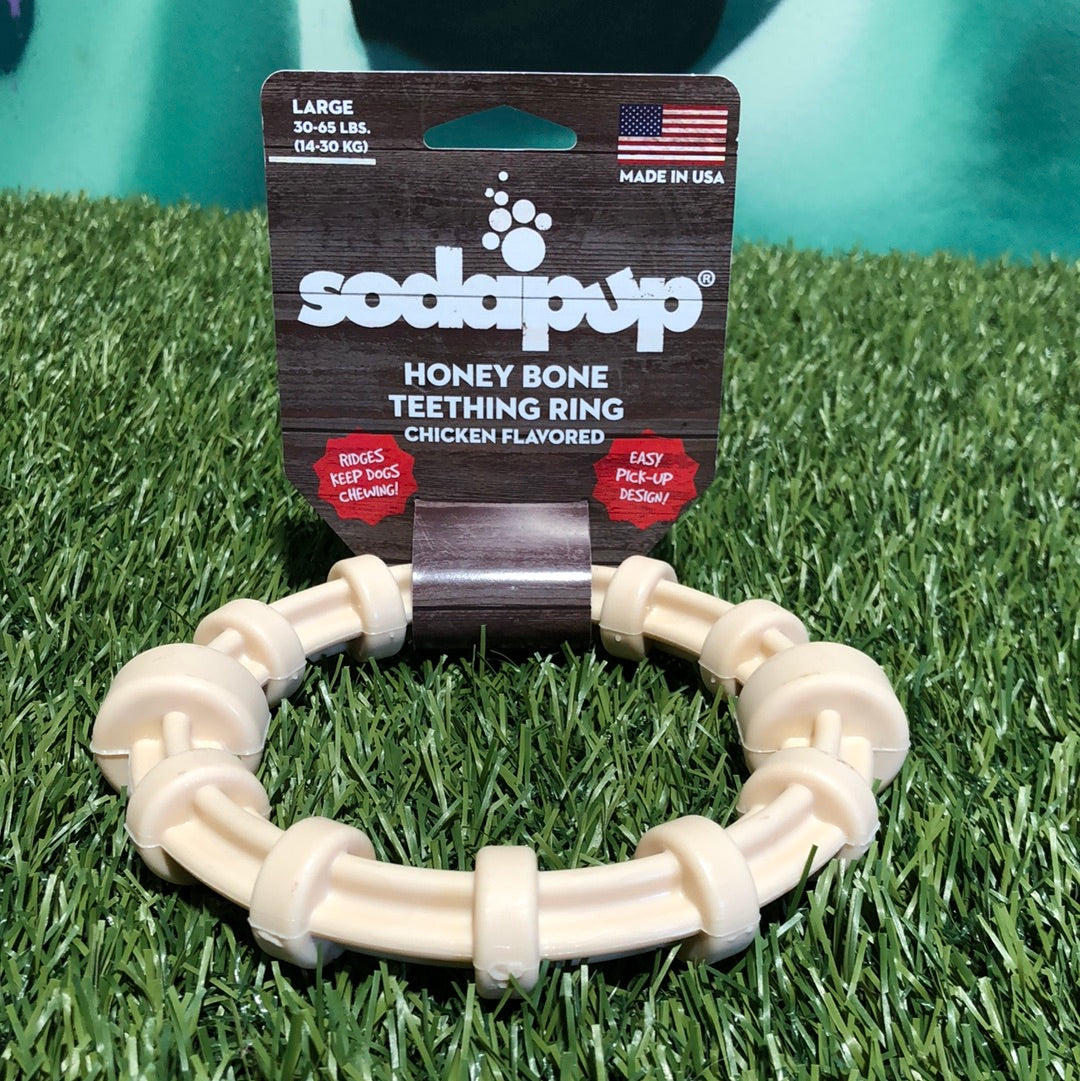 Sodapup Honey Bone Teething Ring Toy Chicken Flavored