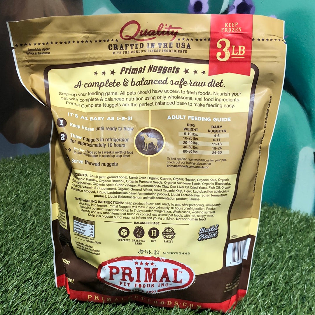 Primal Raw Frozen Lamb Nuggets 3lb Bag (STORE PICK UP ONLY)