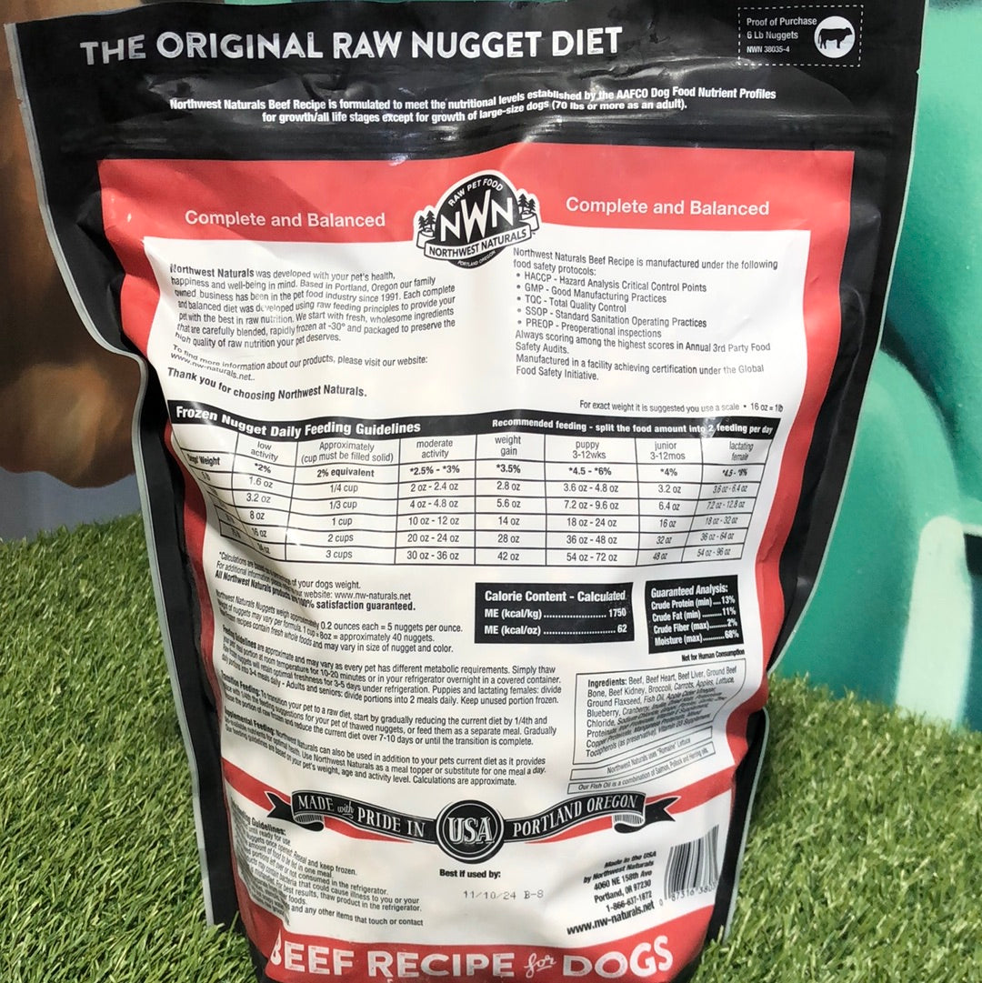 Northwest Naturals Beef Raw Nuggets 6lb Bag (STORE PICK UP ONLY)