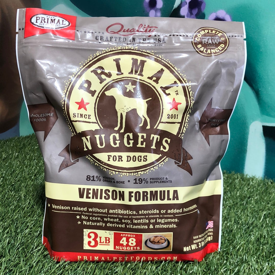 Primal Raw Frozen Venison Nuggets 3lb Bag (STORE PICK UP ONLY)